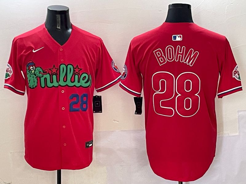 Men Philadelphia Phillies #28 Bohm Red three generations Joint Name 2025 Nike MLB Jersey style 4->philadelphia phillies->MLB Jersey